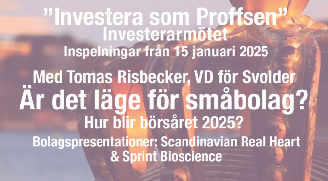 Inspelningar från Hotell Anglais, Stureplan 15 januari. Läge investera i småbolag 2025? ”Investera som Proffsen” med Tomas Risbecker, Svolder!