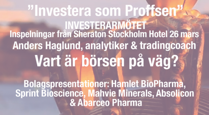 ”Investera som Proffsen” inspelningar från Stockholm Sheraton Hotel 26 mars!