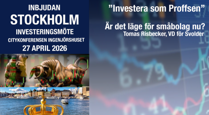 Välkommen till ”Investera som Proffsen” 27 april med Tomas Risbecker, Svolder!